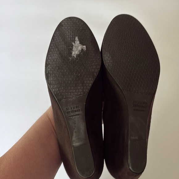 Stuart Weitzman Arise Suede Loafer Wedge Shoes Brown Neutral Minimalist Size 8.5 - Picture 12 of 13
